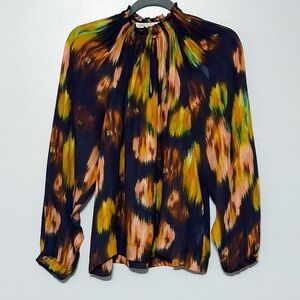 Marie Oliver Arden Silk Blouse in the Sapphire Tie-Dye Rainbow print